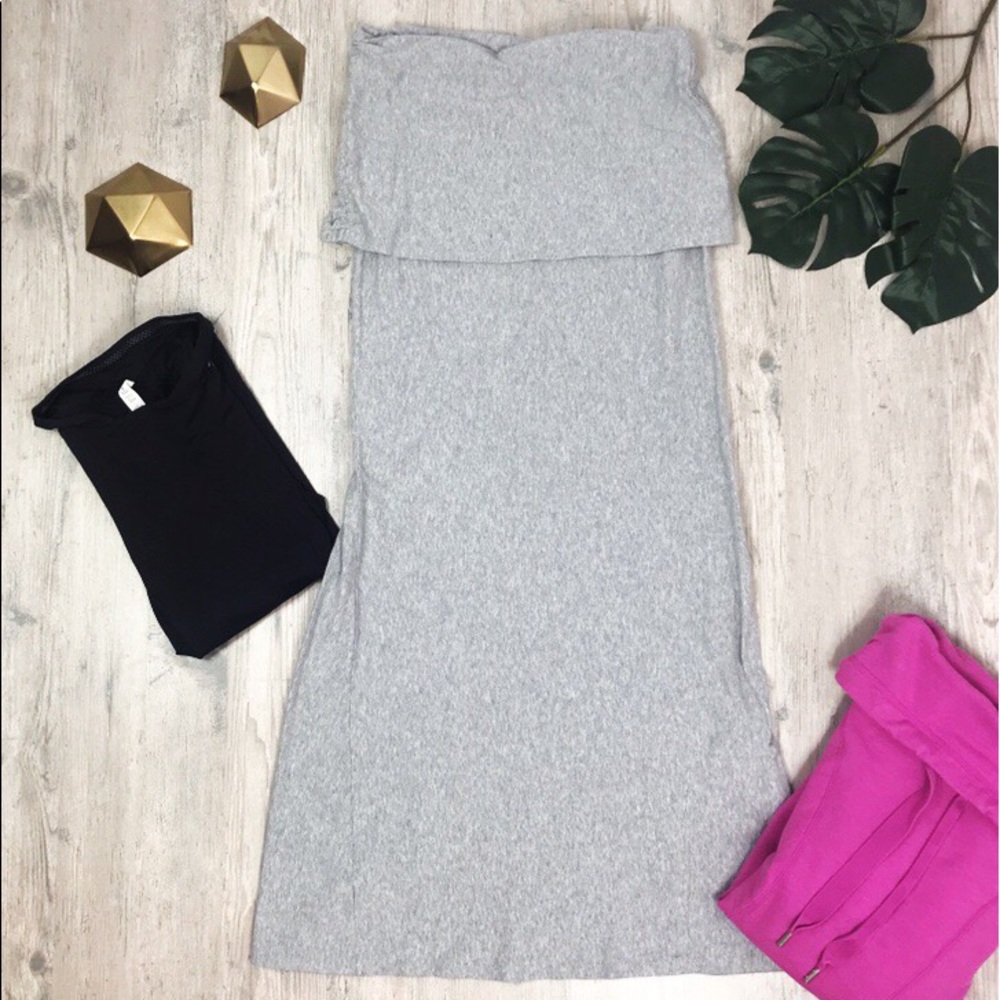 Athleta Gray Foldover Maxi Long Skirt medium
